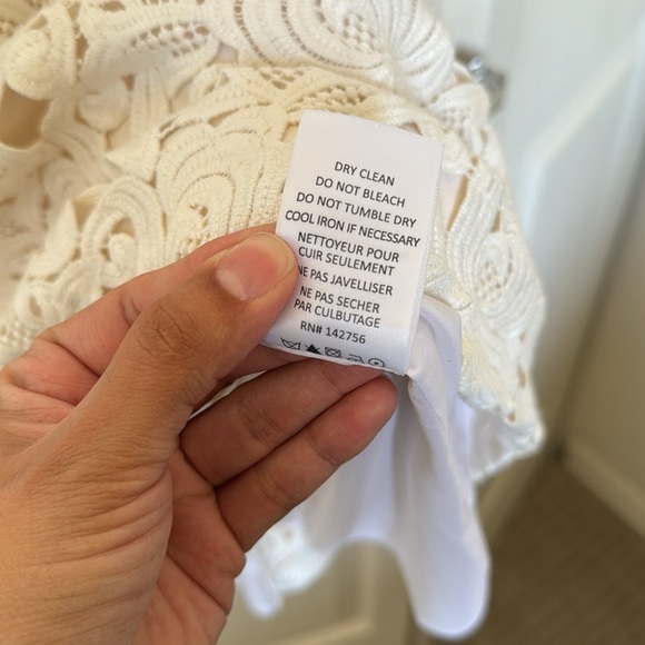 AG Phillips Andrea Phillips Floral Dress Guipure Lace Italian Silk Ivory Size 8 - Picture 11 of 16